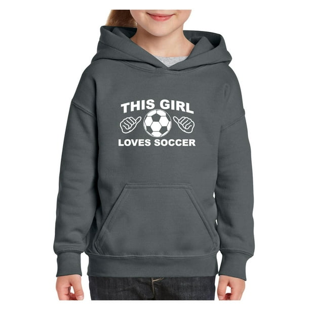 IWPF Youth This Girl Loves Soccer Hoodie For Girls and Boys Sweatshirt