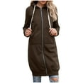 thumbnail image 4 of Long Hoodies For Women Zip Up Oversized Double Zipper Lined Fall Outfits Jackets Oversized Hooded Sweatshirts With PocketsCoffee XXL, 4 of 6