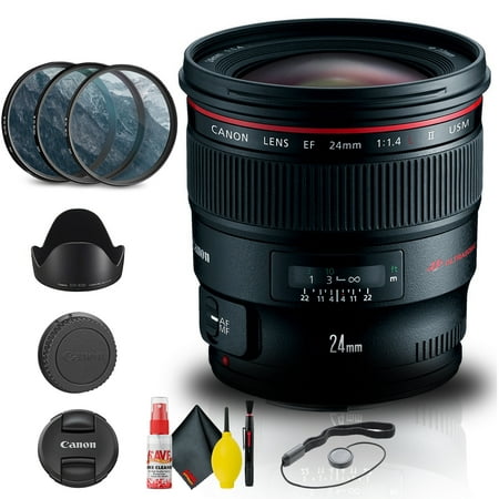 Canon EF 24mm f/1.4L II USM Lens (2750B002) + Filter Kit + Cap Keeper + More
