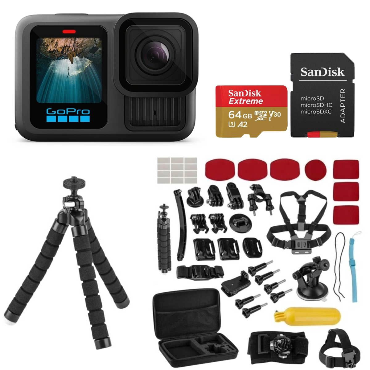 GoPro9 フルセット GoPro HERO9 Black Waterproof Action Camera Bundle with 64GB Card