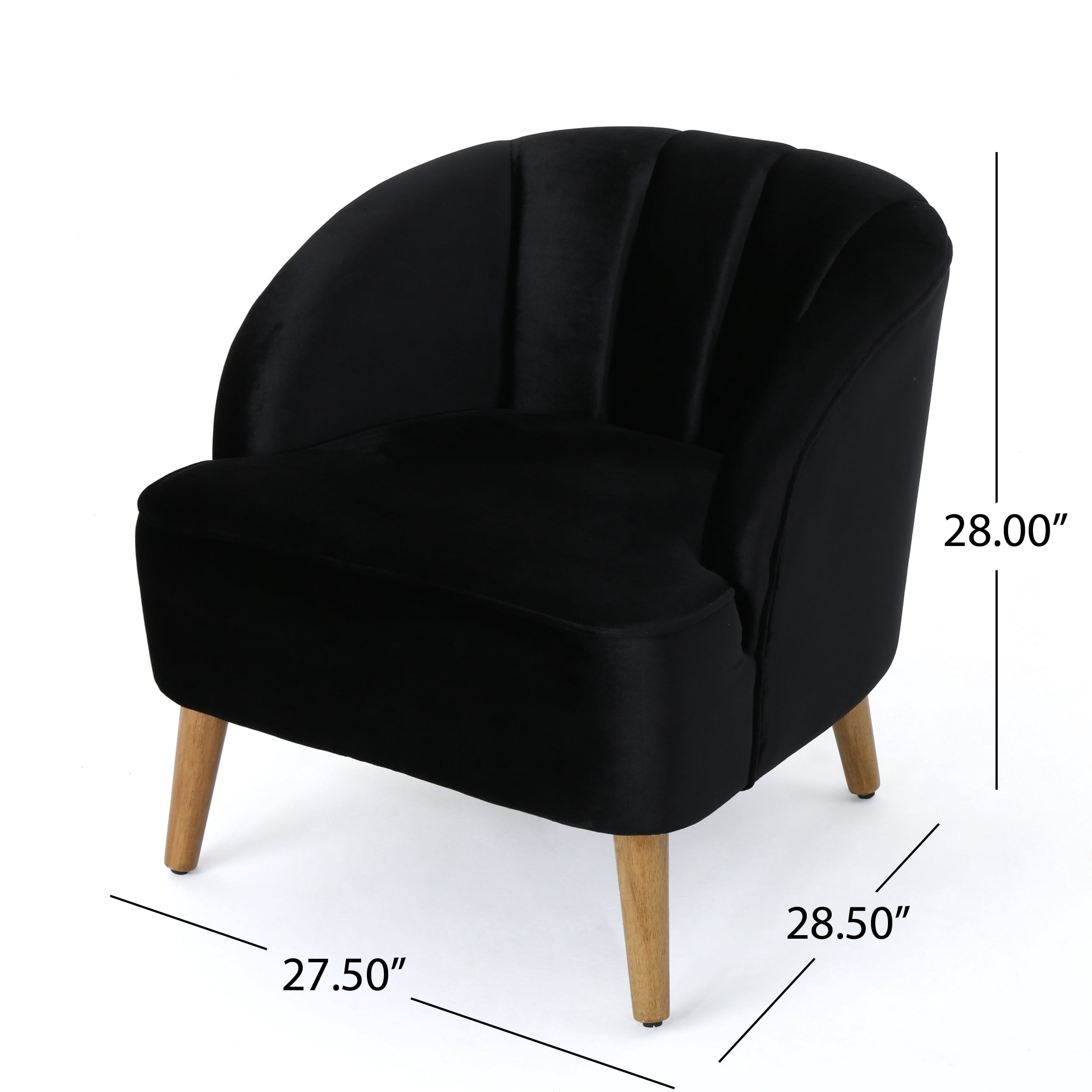 Noble House Modern Velvet Club Chair, Black