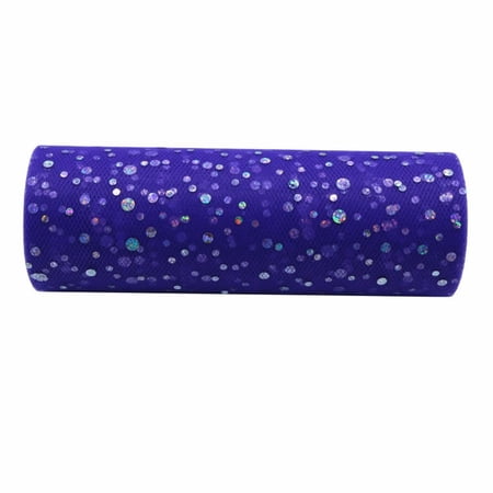 Gauzy Birthday Wedding Decoration Crafts 10 Yards 15cm Tulle Fabric Glitter Sequin Tulle Roll Organza Laser Gauze DARK PURPLE