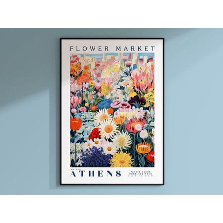 Athens Flower Market Poster, Athens Travel Art, Trendy Wall Art, Botanical Wall Art, Floral Greece Wall Art, Flower Wall Art Wall Art, Modern Wall Decor For Living Room, 8x12 UNFRAMED