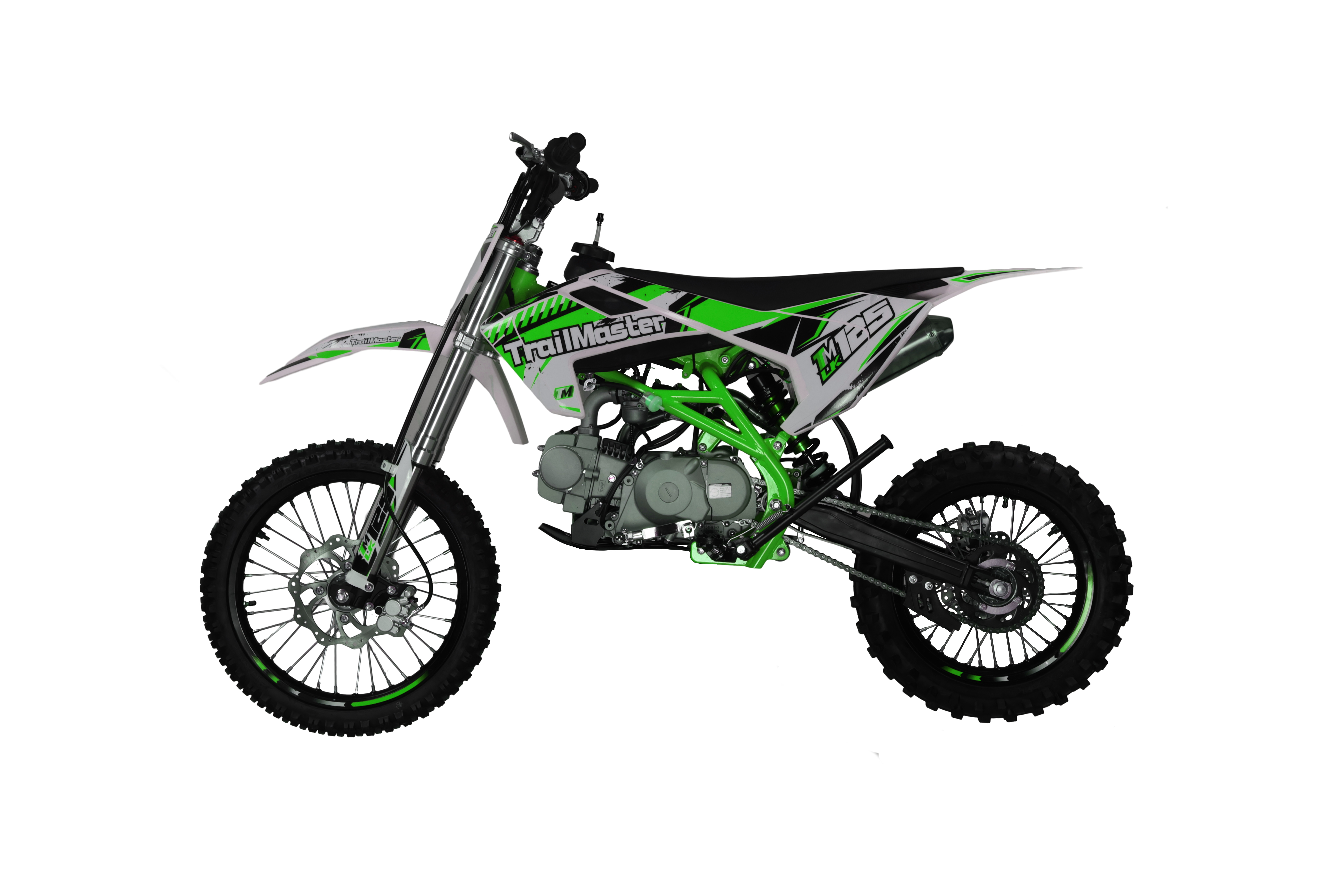TrailMaster LK125 123cc Youth Dirt Bike, Max Speed 45 mph, Ages 16+, 32.9" Seat Height, 17"/14" Tires, Electric & Kick Start, Inverted Forks (Green)