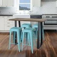thumbnail image 3 of AmeriHome Acacia Wood Top Pub Table with Four Teal Finish Backless Metal 30-inch Bar Stools, 3 of 5