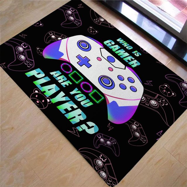 3D Printed Gaming Rug for Kids Bedroom Rug Controller Area Carpet Living Home Decor Non-Slip Comfy Floor Mat