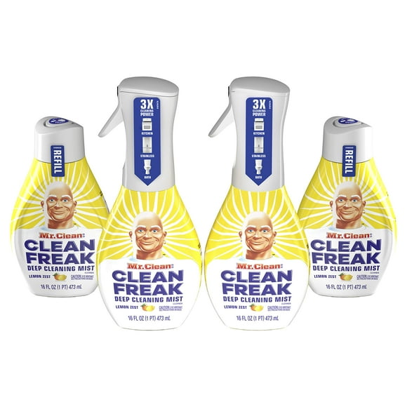 Mr. Clean Freak Recharge de Brume de Nettoyage en Profondeur, Zeste de Citron - 3x Pouvoir Nettoyant, Antibactérien, Buse de Puissance pour une Couverture Facile, Nettoyeur Multi-Surfaces