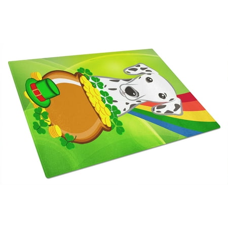 

Caroline s Treasures Dalmatian St. Patrick s Day Glass Cutting Board Large
