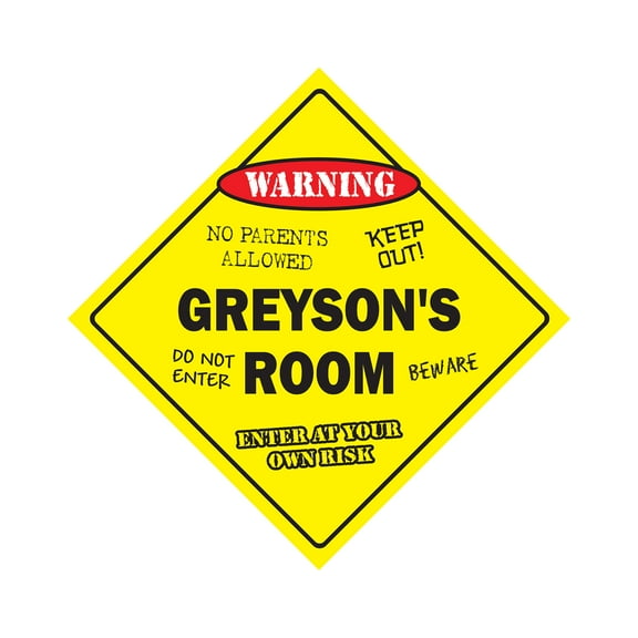 Greyson's Room Sign Crossing Zone Xing | Indoor/Outdoor | 14" Tall kids bedroom decor door children's name boy girl