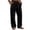 Black, variant on Mens Linen Cotton Casual Pants, Lightweight Straight Leg Lounge Pants with Button Waist & Side Pockets, Loose Fit Summer Beach Yoga Trousers for Men, Comfortable Relaxed Fit Trousers Blackish Green L