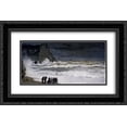 thumbnail image 1 of Claude Monet 2x Matted 24x16 Black Ornate Framed Art Print 'Rough Sea at Etretat', 1 of 2