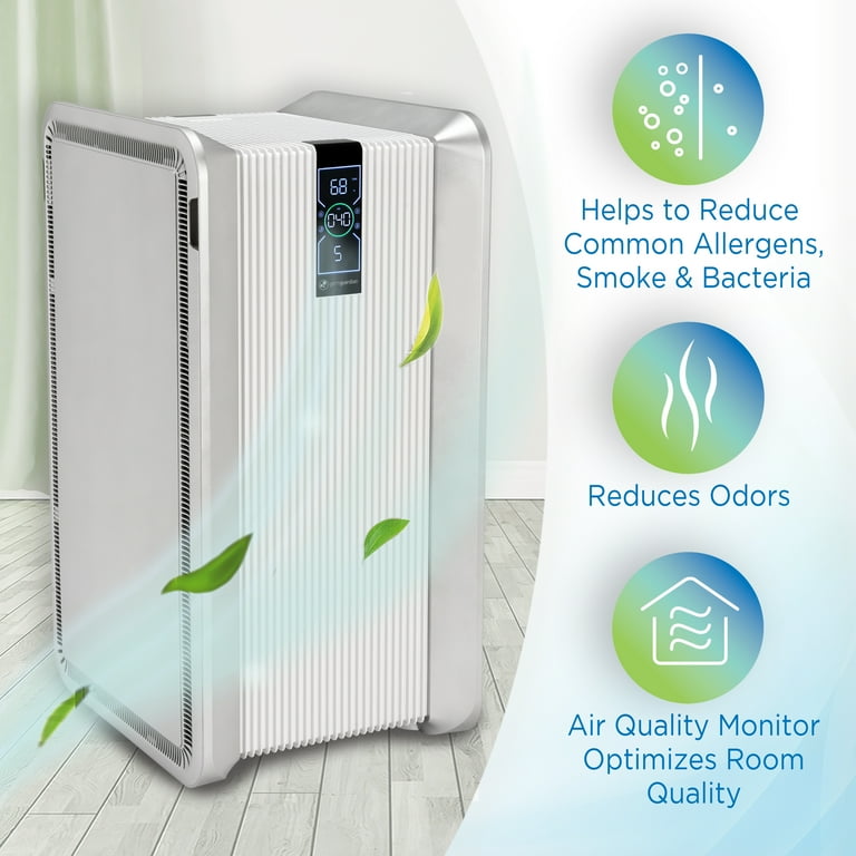 GermGuardian Dual HEPA Filter Air Purifier with UV C Ionizer Air Quality Monitor AP6100
