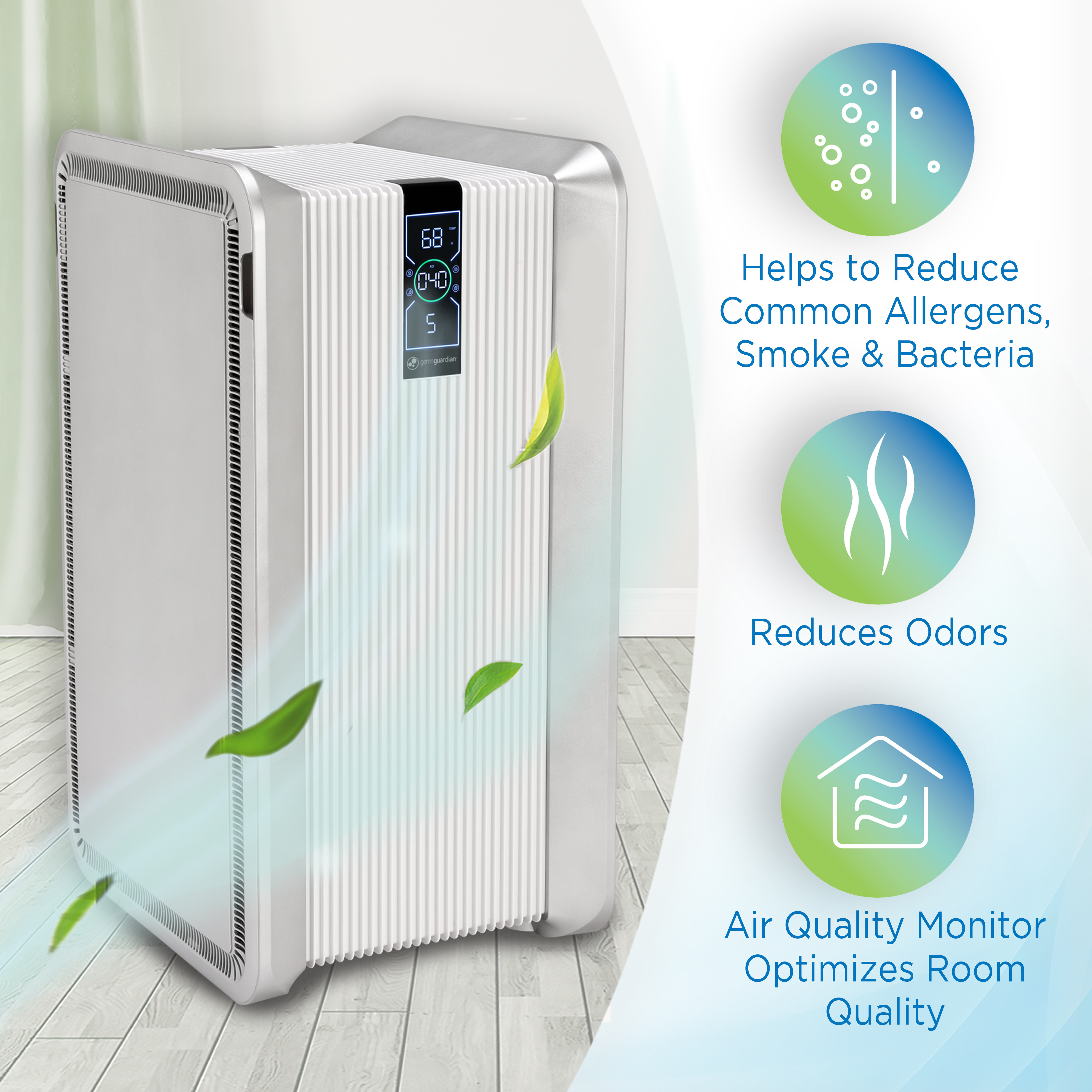 Germ Guardian Dual HEPA Filter Air Purifier with UV-C, Ionize, Air Quality  Monitor, AP6100