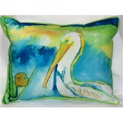 Betsy Drake HJ138 White Pelican Indoor & Outdoor Throw Pillow, 16 x 20 in.