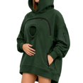 thumbnail image 5 of Hoodie with Cat Pouch Holder Sweatshirt Large Pocket Pullover Shirt Kangaroo Pocket Dog Sweatshirt Unisex Oversized Fit Pet Rest Holder,Zip Front Pet Pouch Sweatshirt Green,&nbsp;Size L by Awwp, 5 of 9