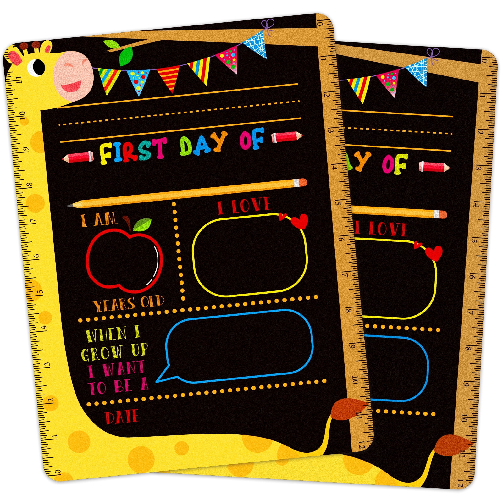 WaaHome First Day and Last Day of School Chalkboard 9'x12' Double Sided First Day of School Sign Reusable Back to School Photo Prop Sign for Kindergarten Preschool Kids Girls Boys