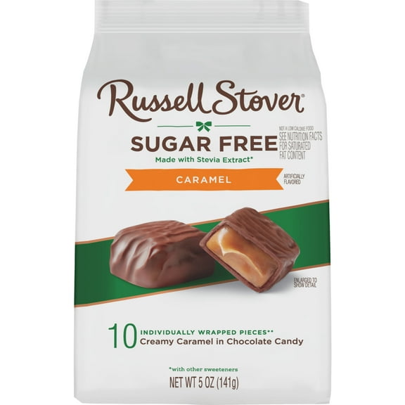 RUSSELL STOVER Sugar Free Caramel Chocolate Candy, 5 oz. bag