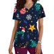 thumbnail image 2 of Camisas Navideñas Para Mujer Moda de Manga Corta Con Cuello en V Tops Uniforme de Trabajo Estampado de Navidad Con Bolsillo Blusa Tops Odeerbi ODB201975, 2 of 5
