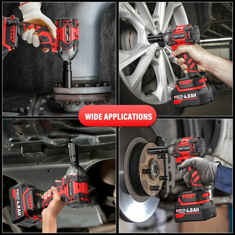 SEYVUM Cordless Impact Wrench, 20V Compact Brushless 1/2 Inch