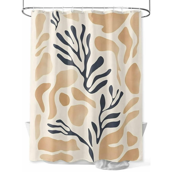 Fsddascl Navy Blue Beige Abstract Shower Curtain Set - 60" x 72" Washable Bathtub Curtain with 12 Hooks, Modern Vintage Geometric Waterproof Fabric Stall Shower Curtains for Bathroom/Bathtub Décor