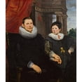 thumbnail image 2 of Cornelis de Vos 12x14 Black Ornate Wood Framed Double Matted Museum Art Print Titled: Portrait of a Father with His Son (1626), 2 of 5