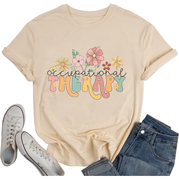 T-shirt de Thérapie Occupationnelle pour Femmes, T-Shirts de Thérapie Occupatoire Mois OT, Haut de Sensibilisation à la Santé Mentale