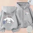 thumbnail image 2 of Kawaii Sanrio Cinnamoroll Cartoon Zip Up Hooded Coats Women Winter Casual Loose Warm Jackets Cute Anime Parent-Child Clothing, 2 of 18