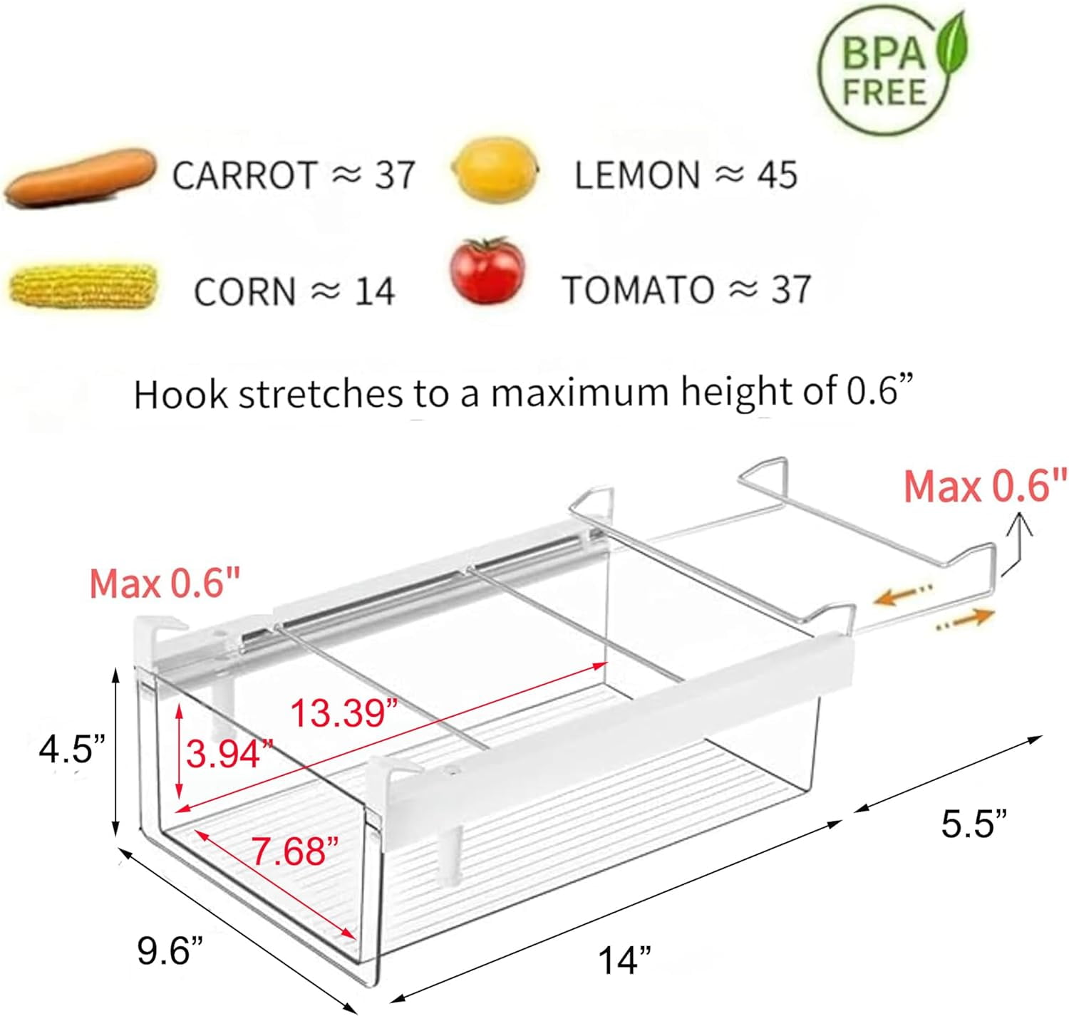 Fridge 28 Egg Drawer Pull Out,Clear Egg Holder Tray for Refrigerator With Handle, Refrigerator Organizer Bins Heavy Duty