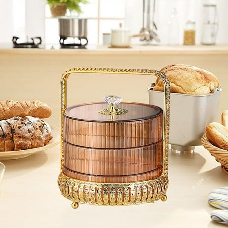 

Dessert Stand with Dome Lid Appetizer Serving Cake Holder Cookie Serving Platter with Lid for Dinners Parties Pastry Engagement Gift Yellow 3 Layer