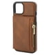 thumbnail image 3 of Protección completa del cuerpo del teléfono de la caja de cuero protectora del teléfono celular con el bolsillo de la carpeta de la cremallera para IPHONE 13Brown, 3 of 8