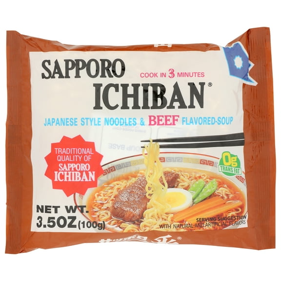 Pack of 24, Sapporo Ichiban Japanese Style Noodles & Beef Flavored Soup, 3.5 oz