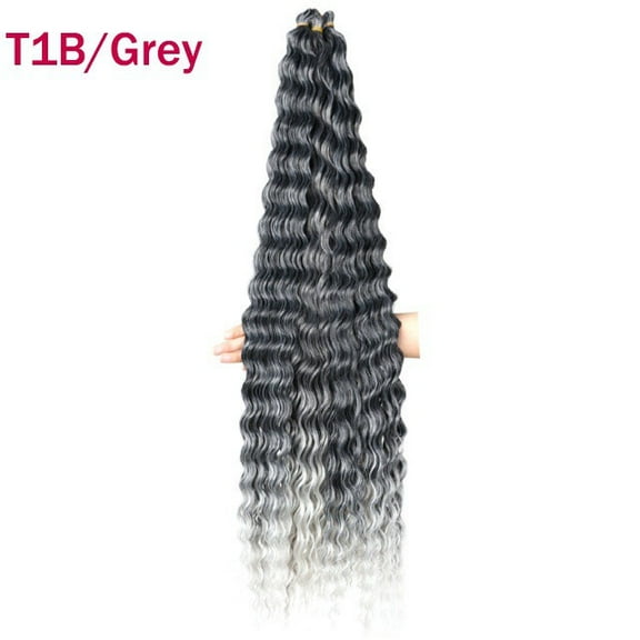 XmhyTop 24 Inch 6-Bundle Human Braiding Hair, 100g/Bundle Deep Wave Curly Extensions, Wet and Wavy Texture for Boho Braids Styling, Dark Grey