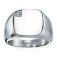 thumbnail image 2 of Bling Jewelry Mens Large Square CZ Accent Blank Monogram Initial Signet Ring Stainless Steel, 2 of 5
