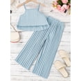 thumbnail image 3 of xiaxaixu Kids Girls Clothes Suits Solid Color Ruffles Sleeveless Sling Tank Tops and Elastic Waist Pleated Wide-Leg Pants 2Pcs Set, 3 of 7