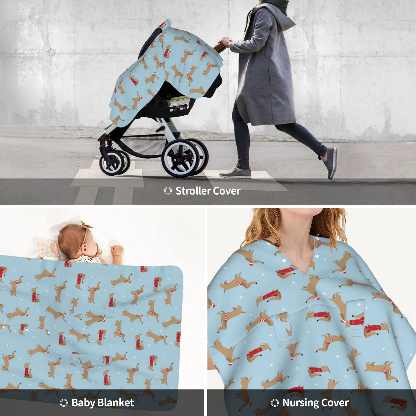 Car Seat Cover Baby - Dachshund Dog Puppy No.1057 Breathable Infant Car Seat Cover for Baby Carseat, Lightweight Comfort Baby Essentials Must Haves Newborn Stuff for Girl Boy