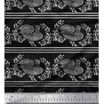 thumbnail image 1 of Soimoi Poly Georgette Fabric Stripe,Leaves & Hen Block Print Fabric by The Yard 52 Inch Wide, 1 of 3