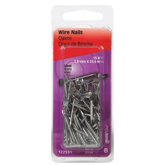 Hillman 122551 Bright Steel 15 ga. x 1 in. Wire Nails 2 oz.