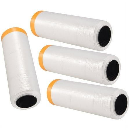 4 Rolls Clear Plastic Sheeting 4.9X 65.5 Ft Pre-Taped Masking Film Drop Cloths for Painting Automotive Painting Covering