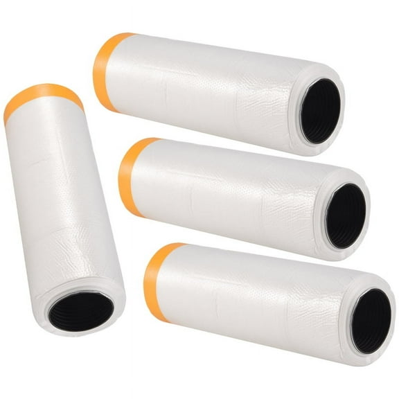 4 Rolls Clear Plastic Sheeting 4.9X 65.5 Ft Pre-Taped Masking Film Drop Cloths for Painting Automotive Painting Covering