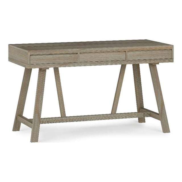 Scranton & Co Solid Wood 54" Wide Flip Up Desk in Distressed Gray