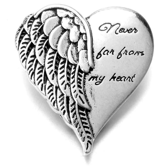 Never Far Winged Heart Snap Jewelry Ginger Charm Button, For Interchangeable DIY Customizable Accessories