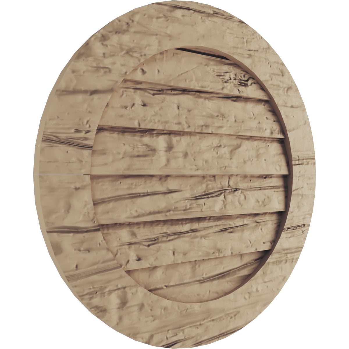 Ekena Millwork 33"W x 33"H Timberthane Riverwood Round Faux Wood Non-Functional Gable Vent, Primed Tan
