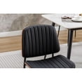thumbnail image 4 of Dining Chairs Set of 2 Mid Century Modern Retro Faux Leather Chair with Walnut Bentwood Upholstered Seat Metal Legs Adjustable Foot for Kitchen Dining Room Chairs(BLACK), 4 of 5