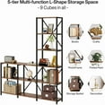 thumbnail image 3 of 5-Tier L-Shaped Ladder Bookshelf, Metal Frame & Particle Board, Space-Saving for Living Room/Bedroom/Kitchen, 3 of 6