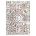 thumbnail image 6 of GlowSol 8'x10' Area Rug Vintage Boho Bedroom Rug Indoor Floral Medallion Rug Soft Anti-Slip Stain Resistant Carpet for Dining Room, Orange Pink, 6 of 7