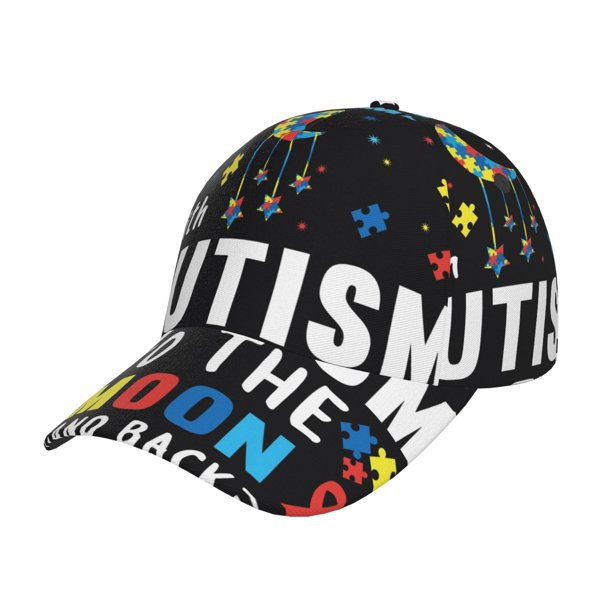 Fotbe I Love With Autism To The Moon And Back Gorro Clásico de Béisbol, Gorra Ajustable con Broche Snapback, Gorro de Exterior de Algodón Suave