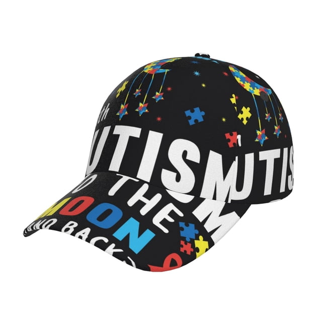 Fotbe I Love With Autism To The Moon And Back Gorro Clásico de Béisbol, Gorra Ajustable con Broche Snapback, Gorro de Exterior de Algodón Suave
