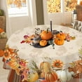 thumbnail image 4 of Round Fall Tablecloth with Countryside Leaves and Pumpkins Decorations,Printed Thanksgiving Tablecloth for Harvest,Holiday and Parties Table Cover,60 Inch, 4 of 6