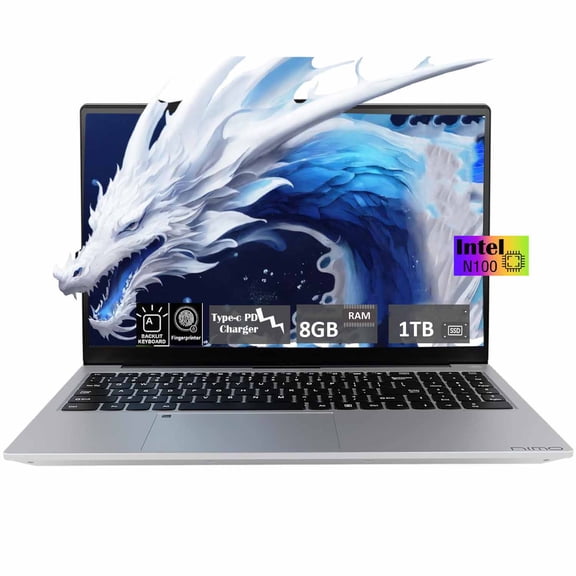 Newest Laptop, 15.6'' FHD Laptop Computerr Windows 11, Intel N100 Processor,8GB RAM 1TB SSD, Wi-Fi 6, BT5.2, Fingerprint, Backlit keyboard(Silver)
