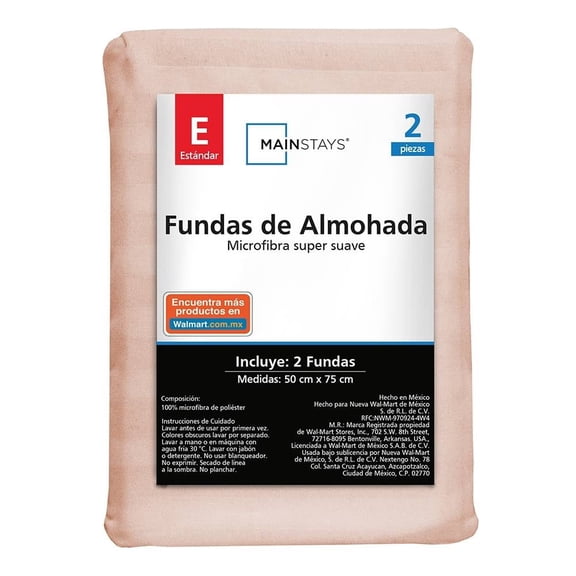 Fundas de Almohada Mainstays Estándar Liso Blush
